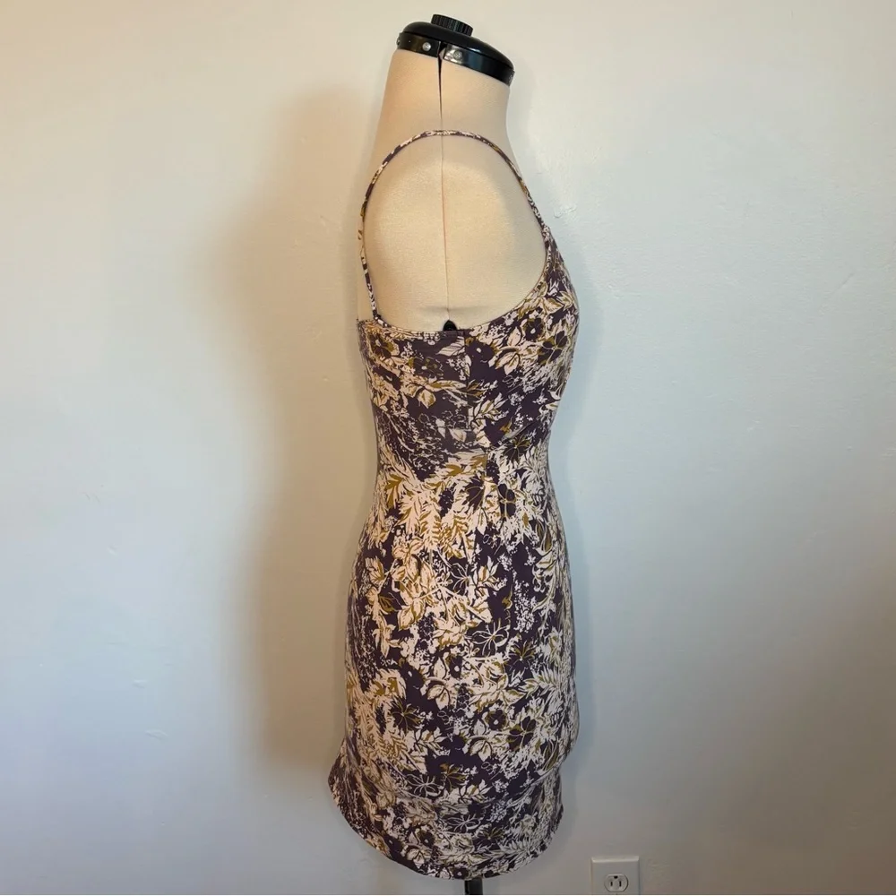 Free People Intimately Showdown Mini Dress, Purple Floral, Bodycon, Cutout, XS